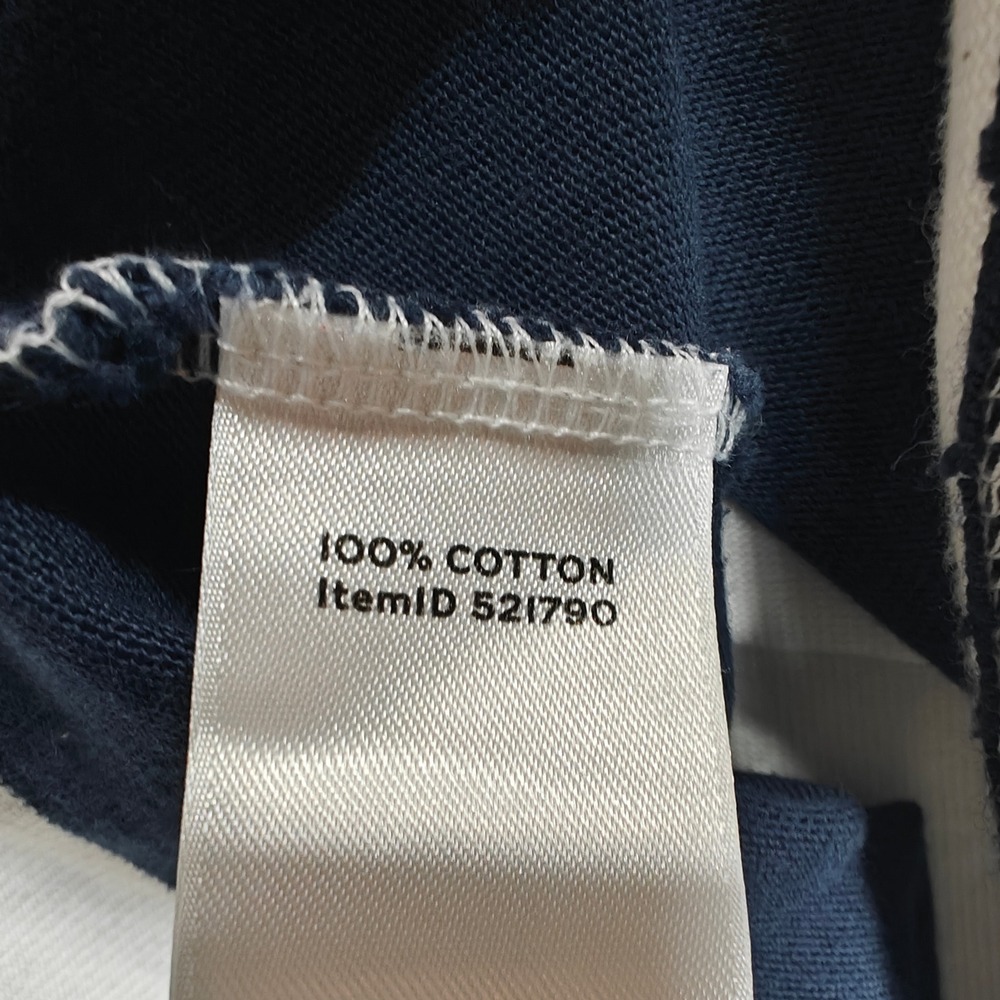 LL Bean Signature Womens Navy White Striped Rugby Shirt Cotton M 521790 - Picture 4 of 6